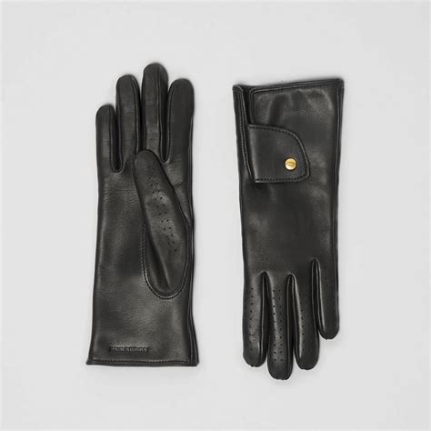 burberry black lambskin leather gloves cashmere wool lined|Burberry Limited.